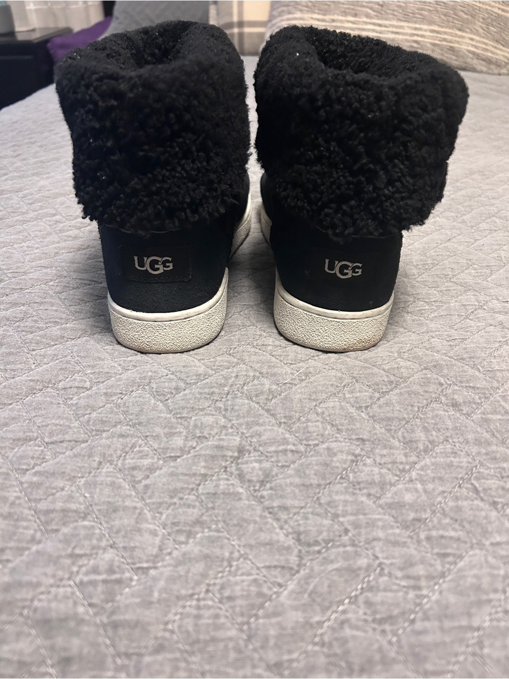 UGG Black Shearling Cuff Ankle Booties